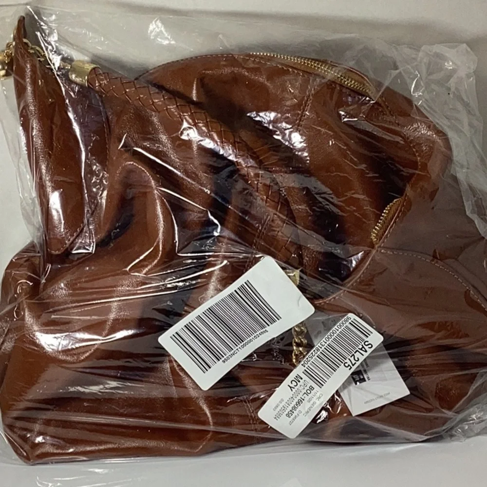 Women's Hobo Bag, Caramel Leather, Large, Brown Braided Strap, Arezzo